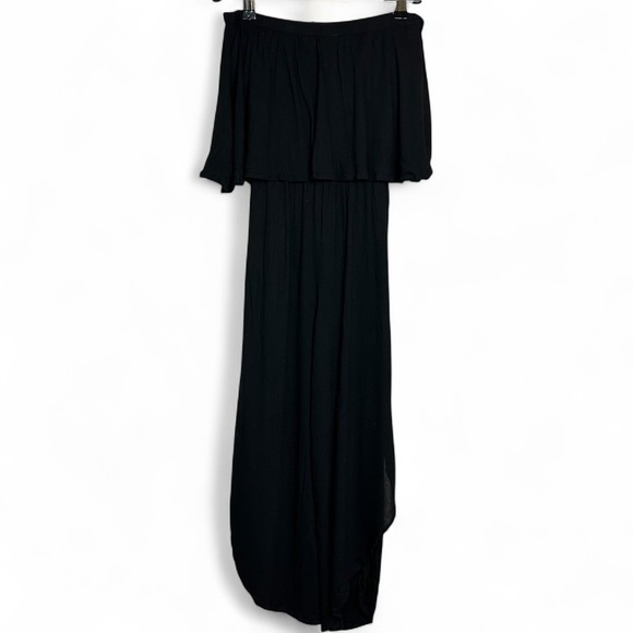 Audrey 3+1 Strapless Tube Jumpsuit Small Boho Flowy High Low Overlay Black - Picture 2 of 4